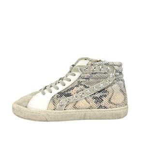 Vintage Havana Snakeskin Leather Lace Up Star Studded High Top Sneakers Shoes 8